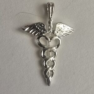 Caduceus Lapel Pendant Charm 925 Sterling Silver